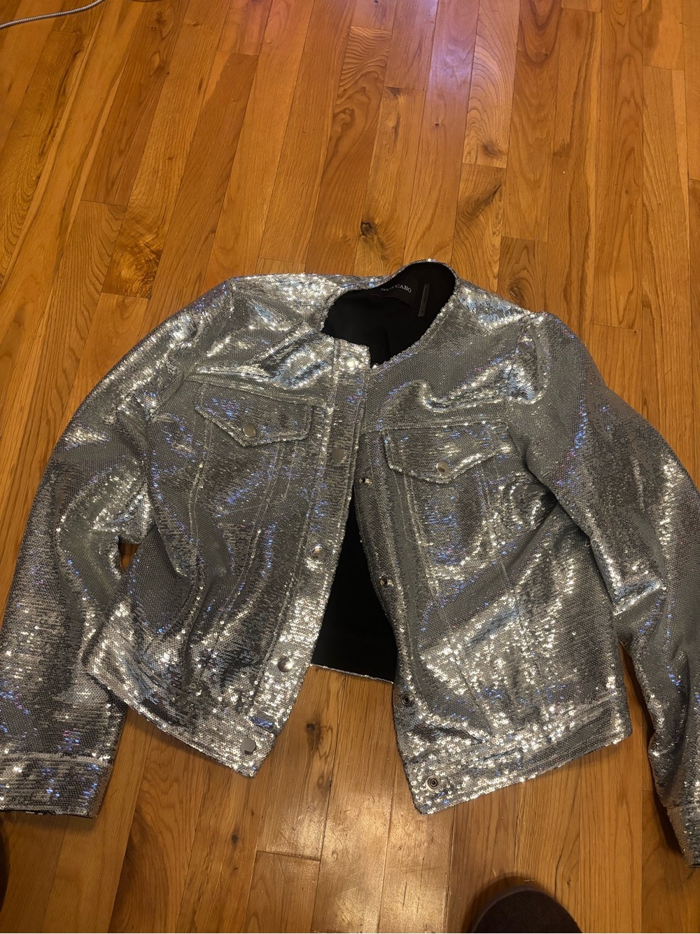Dolce Cabo Silver Sequin Jean Jacket